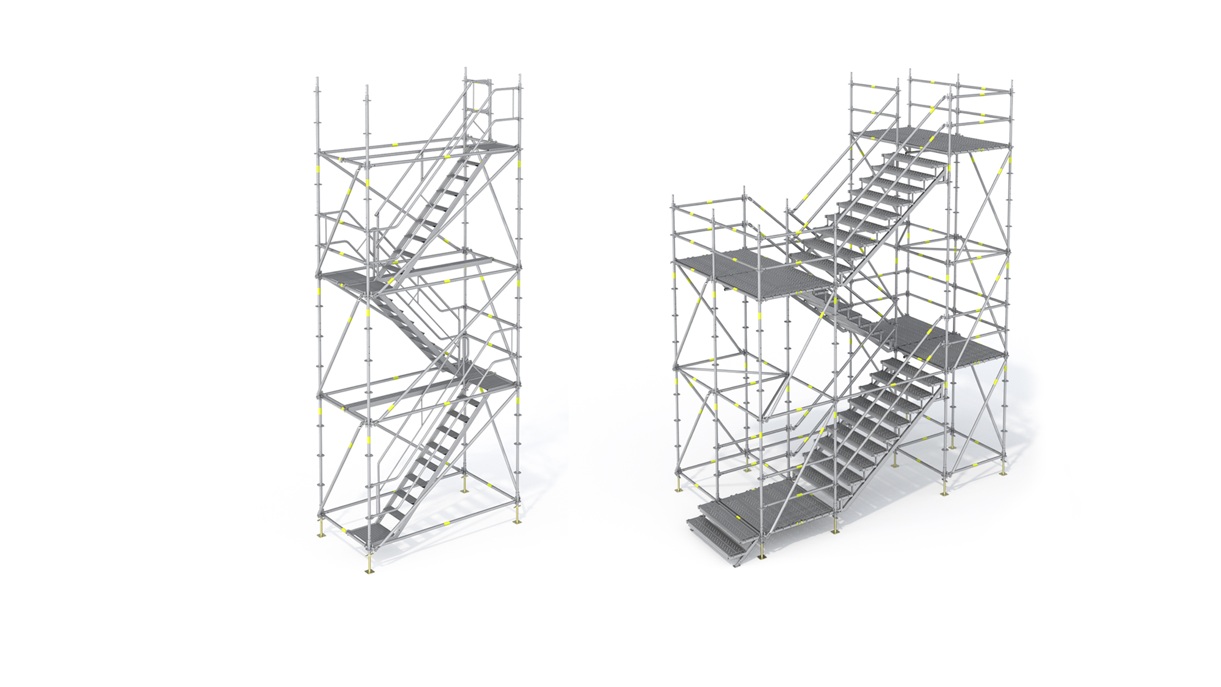 Torres de escalera temporales para el acceso a obra, el desplazamiento de peatones en espacios públicos y la evacuación en caso de emergencia.