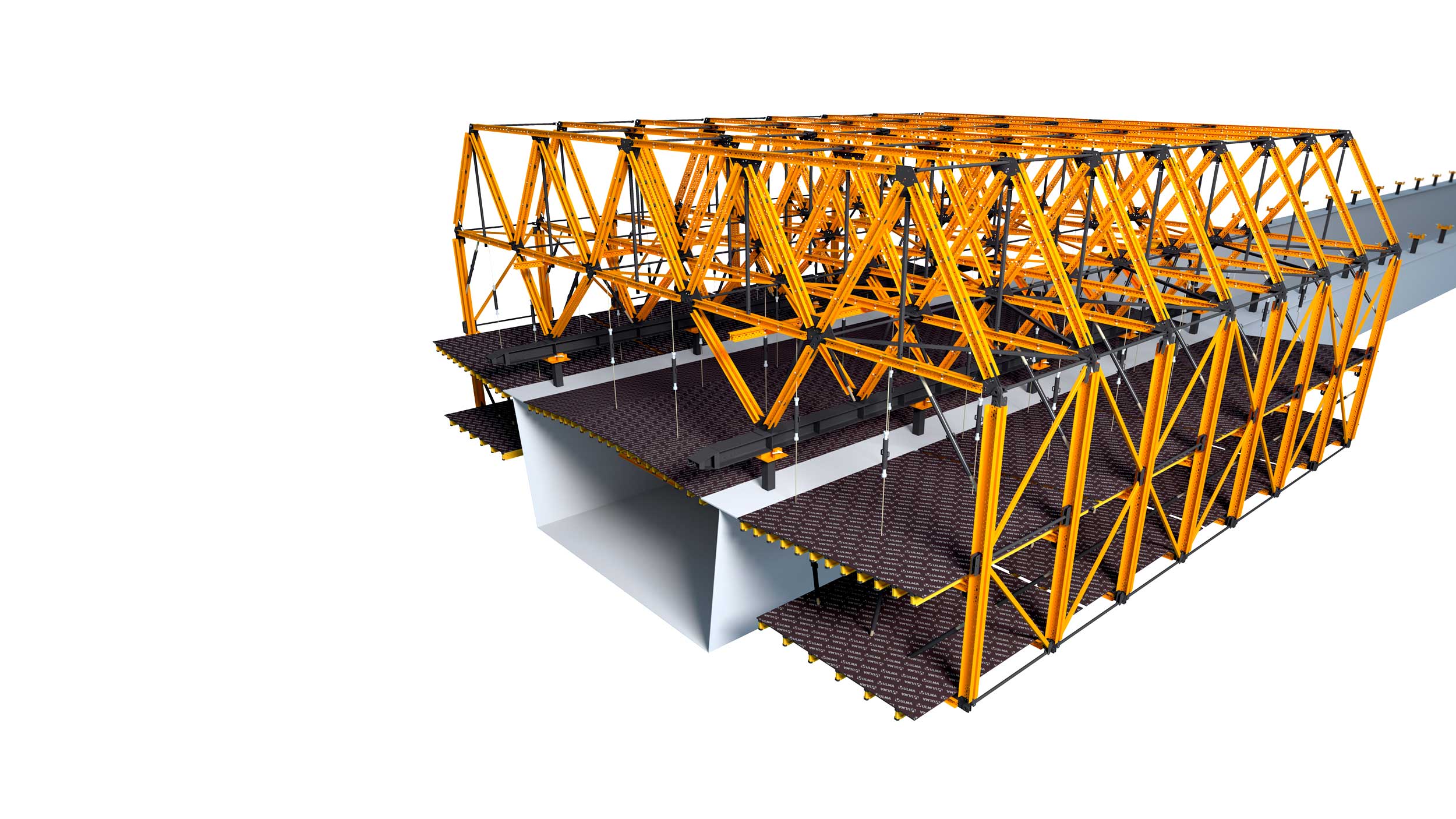 Carro de voladizos para puentes mixtos y puentes de concreto parcialmente prefabricados. Características destacables: configurable para cada proyecto. Agiliza los ritmos de ejecución.