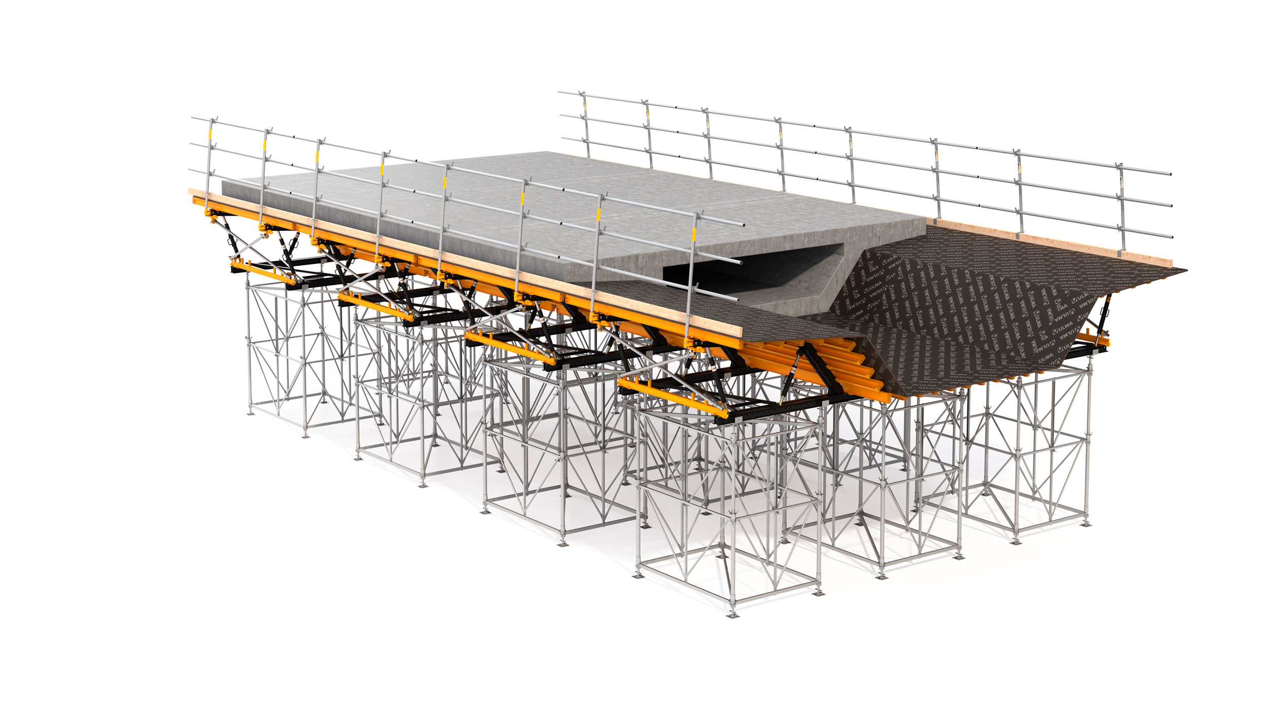 Cimbra de vigas muy versátil para diversas estructuras horizontales de concreto. Esencialmente orientado a obra civil, se ajusta perfectamente a la forma de las secciones.