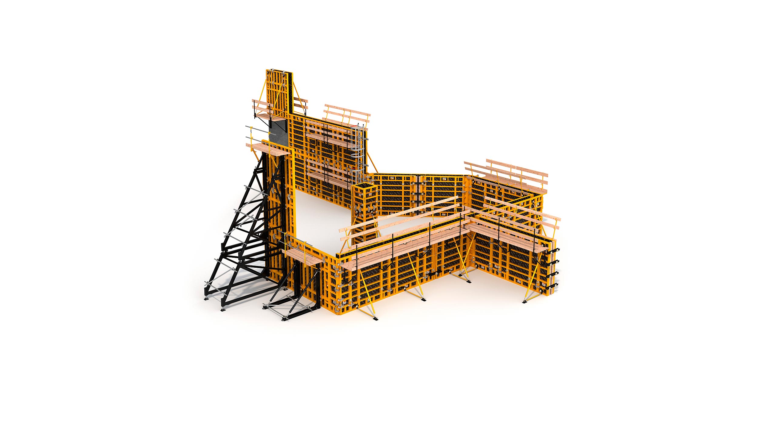 Sistema de cimbra modular para la construcción de todo tipo de estructuras verticales de concreto. Destaca su alto rendimiento con un  mínimo costo en mano de obra.